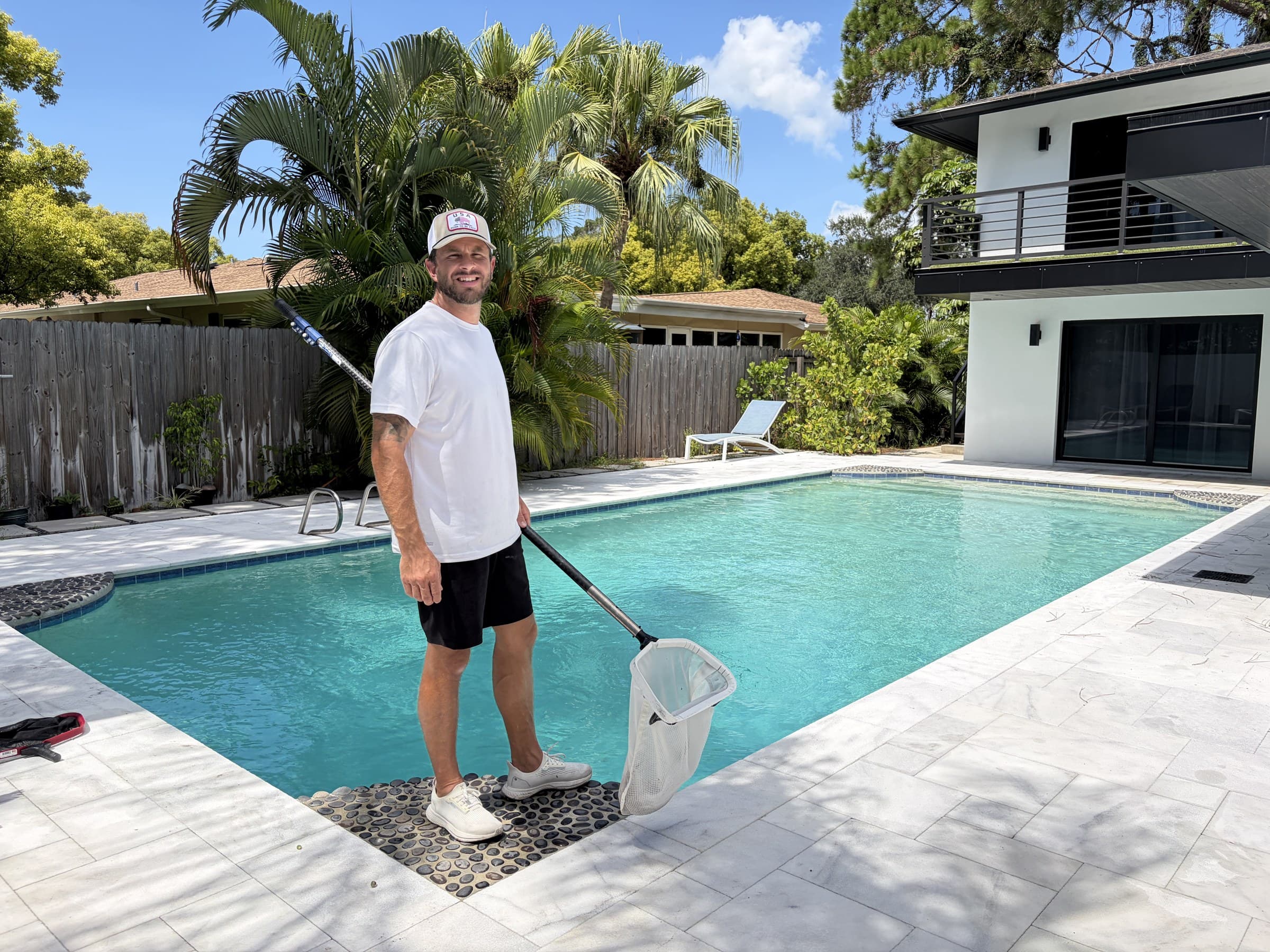 Desmond at a customer's pool in Tarpon Springs